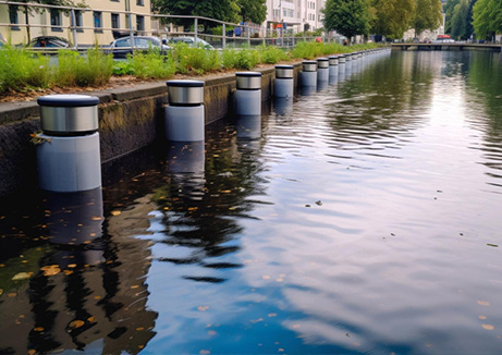 wellness water company - a water channel with a row of pillars